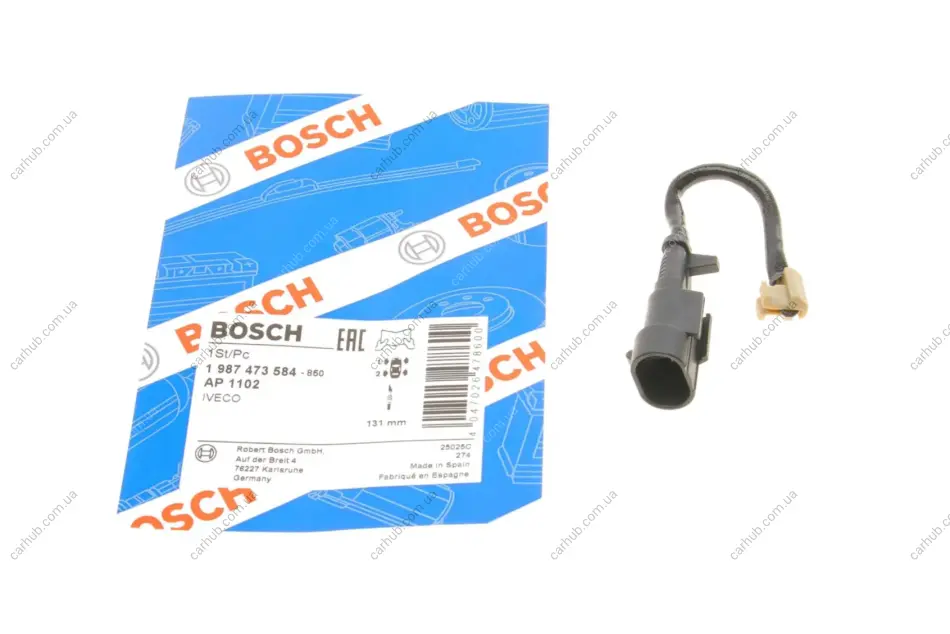 Датчик зносу гальмівних колодок (передніх) Iveco Daily IV/V 06-14 (L=131mm) BOSCH 1 987 473 584 (фото 1)
