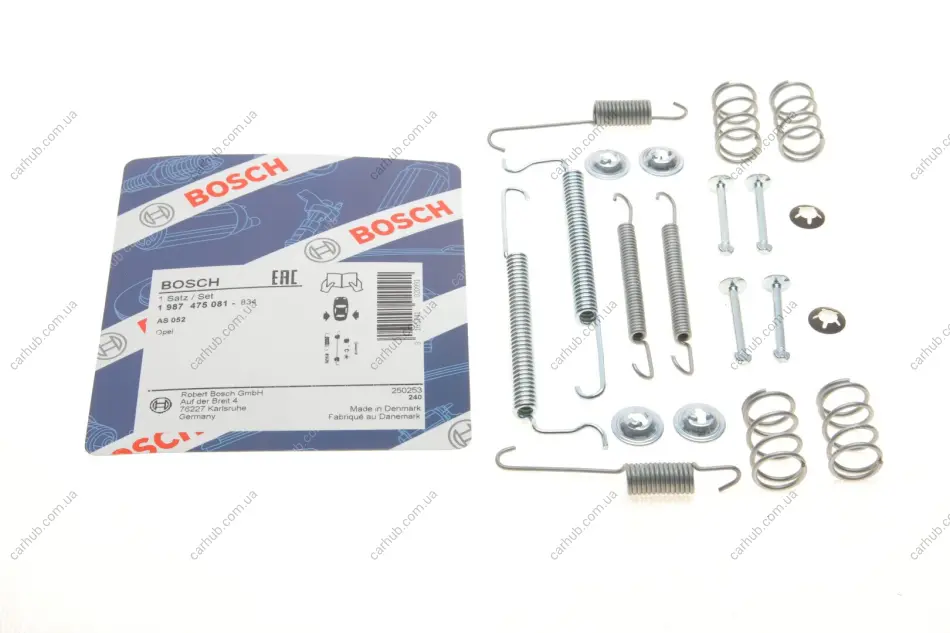Монтажний набір гальмівної колодки OPEL CORSA A, CORSA A TR, KADETT D, KADETT E 1.0-1.6 08.79-07.94 BOSCH 1 987 475 081 (фото 1)