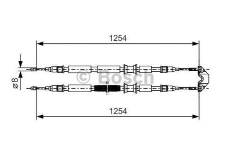 Трос ручника (задний) Opel Astra G 98-09- (1254/1254mm) (к-кт) BOSCH 1 987 477 764