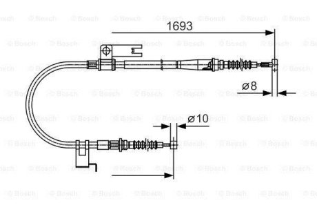 Трос ручника (задний) (L) Mazda 323 VI/626 V 97-04 (1693/1480mm) BOSCH 1 987 477 917