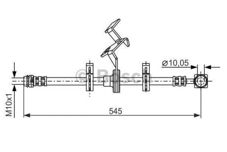 Шланг гальмівний (передній) MB M-class (W163) 98-05 (L) (L=530mm) BOSCH 1 987 481 077