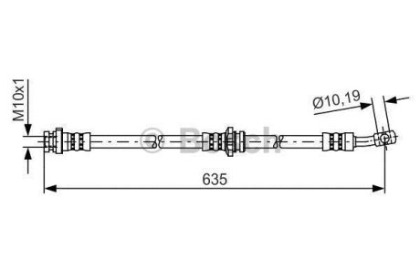 Тормозной шланг (передний) Nissan Qashqai 07-13 (L) (L=625mm) BOSCH 1 987 481 432