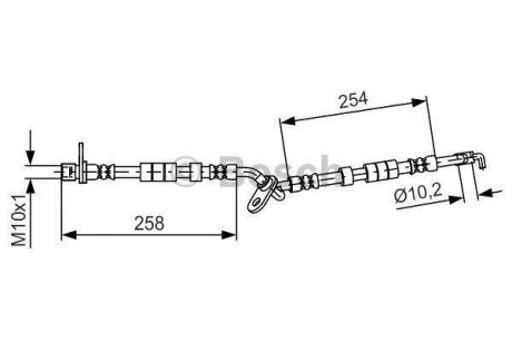 Тормозной шланг (передний) Mazda 6 02-08 (L) (L=258/254mm) BOSCH 1 987 481 595