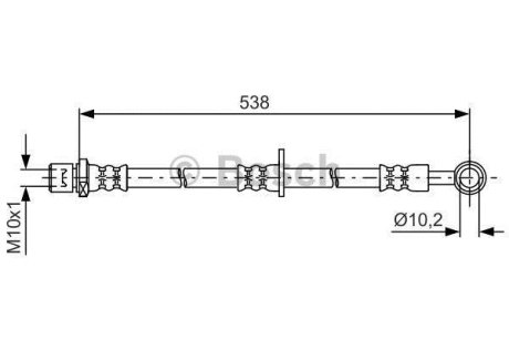 Шланг гальмівний (передній) Subaru Forester/Legacy III/Outback 00-09 (L) (L=538mm) BOSCH 1 987 481 606