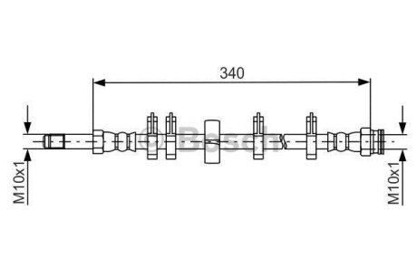Гальмівний шланг гнучкий задн Лів/Прав (довжина 340мм, M10x1/M10x1) IVECO DAILY IV, DAILY V, DAILY VI 2.3D-Electric 05.06- BOSCH 1987481667