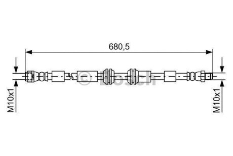 Шланг гальмівний (передній) MB GL-class (X166)/M-class (W166) 11- (L=655mm) 1 987 481 734 BOSCH 1987481734 (фото 1)