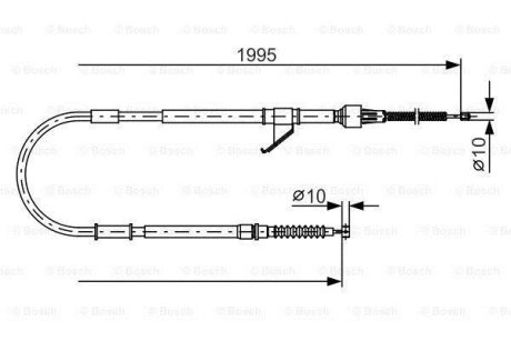 Трос ручника (задний) (R) Mitsubishi L200 96-07 (1995/1780mm) BOSCH 1 987 482 069