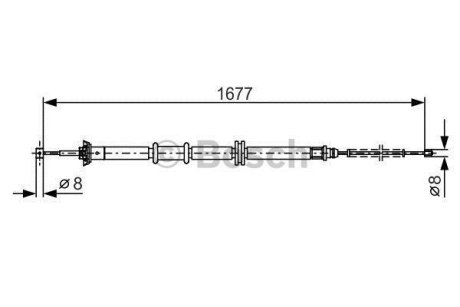 Трос ручника (задний) (L) Citroen Nemo/Peugeot Bipper 08- (1677/1402mm) BOSCH 1 987 482 208 (фото 1)