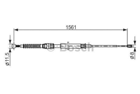 Трос ручника (задний) VW Touran 03-15 (1561/896mm) BOSCH 1 987 482 264