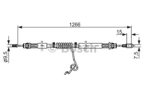 Трос ручника (задний) (R) Ford Transit 06-14 (1266/1066mm) BOSCH 1 987 482 281