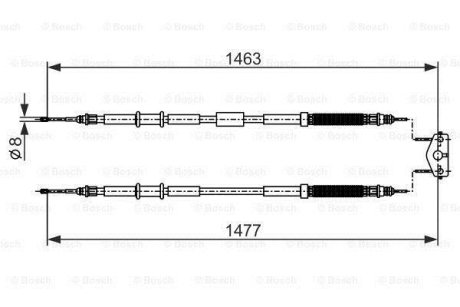 Трос ручника Opel Corsa 06- (1463/1477mm) BOSCH 1 987 482 283
