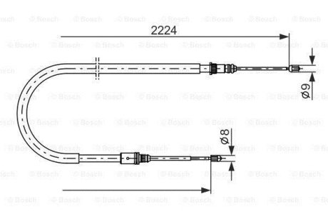 Трос ручника (задний) Renault Laguna III 07-15 (2224/1295mm) BOSCH 1 987 482 303