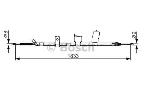 Трос ручника (задний) (L) Nissan Qashqai1.5/1.6/2.0 dCi 07-14 (1833mm) BOSCH 1 987 482 340