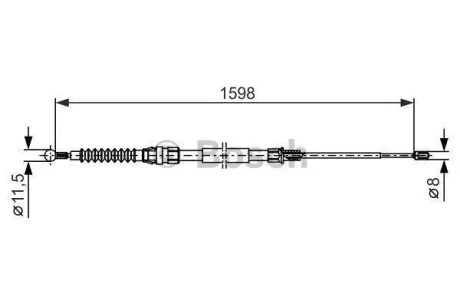 Трос стояночного гальма задн прав (1598мм/827мм) VW JETTA IV 1.2-2.5 04.10-12.17 BOSCH 1 987 482 379