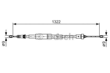 Трос ручника (задній) (L) Renault Clio III 05-14 (L=1322/1210mm) BOSCH 1 987 482 385