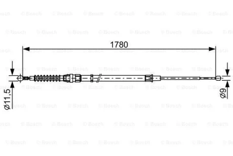 Трос стояночного гальма задн лів/прав (1780мм) SEAT TOLEDO IV SKODA RAPID VW POLO 1.0-1.6D 07.12-03.22 BOSCH 1987482458