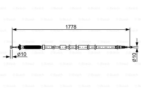 Трос стояночного гальма задн лів/прав (1778мм/1552мм) FIAT 500L 0.9-1.6D 09.12- BOSCH 1987482509 (фото 1)