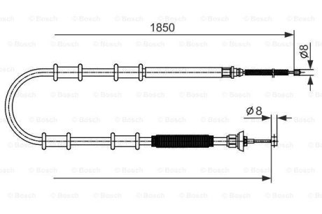 Трос ручника (задний) Fiat Doblo 10- (L=1850mm) BOSCH 1 987 482 592