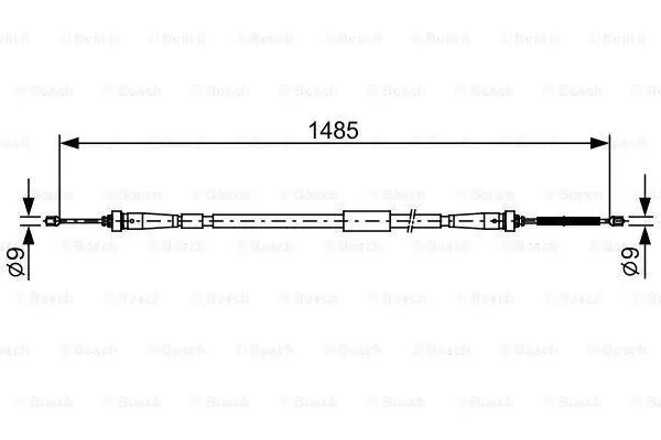 Трос стояночного гальма задн лів (1485мм) RENAULT CLIO IV 0.9-1.5D 11.12-08.21 BOSCH 1987482637 (фото 1)