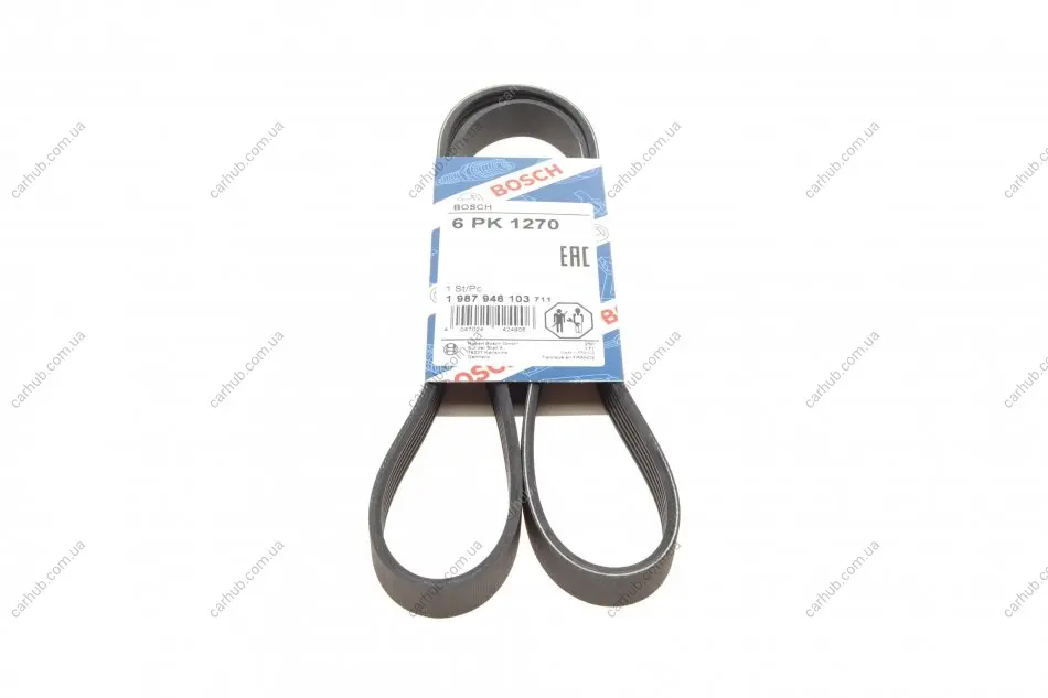 Поліклиновий ремінь (6PK1270) FIAT BRAVO II, STILO FORD C-MAX II, FOCUS III, GALAXY III, GRAND C-MAX, KUGA II, MONDEO V, S-MAX FORD USA EDGE 1.9D/2.0D 10.01-03.22 BOSCH 1 987 946 103 (фото 1)