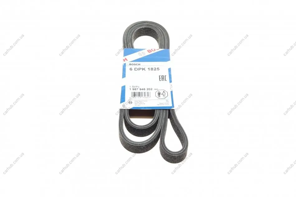 Ремінь генератора Volvo C70/S60/S70/S80/XC90 2.0T/2.4D/3.0T6 98-14 (6DPK1825) BOSCH 1 987 946 202 (фото 1)