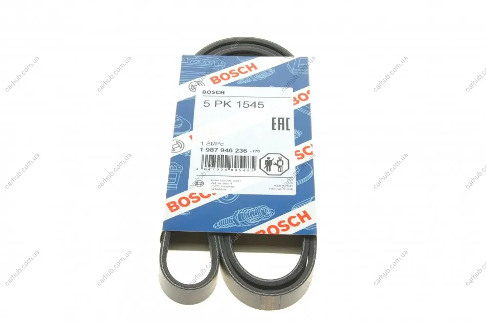 Ремінь генератора Opel Zafira 1.6 05-15/ Suzuki Baleno1.8i 96-02/ Grand Vitara2.0 98-15 (5PK1545) BOSCH 1 987 946 236 (фото 1)