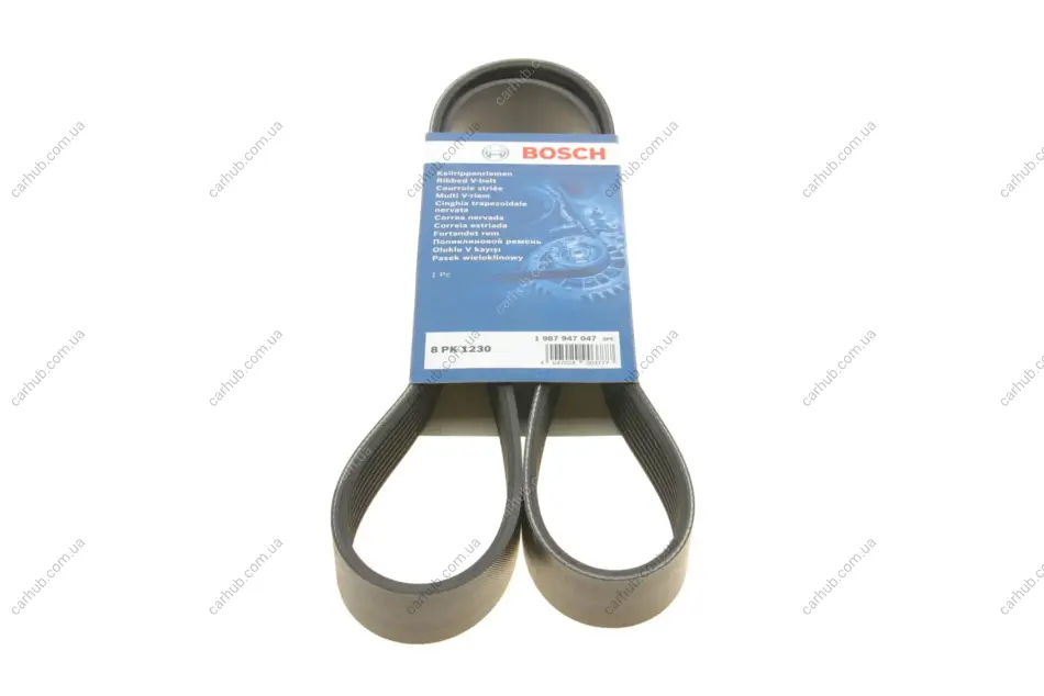 Ремінь генератора Mazda 6 2.0 MZR-CD 07-10/MPV 2.0 DI 02-06 (8PK1230) BOSCH 1 987 947 047 (фото 1)