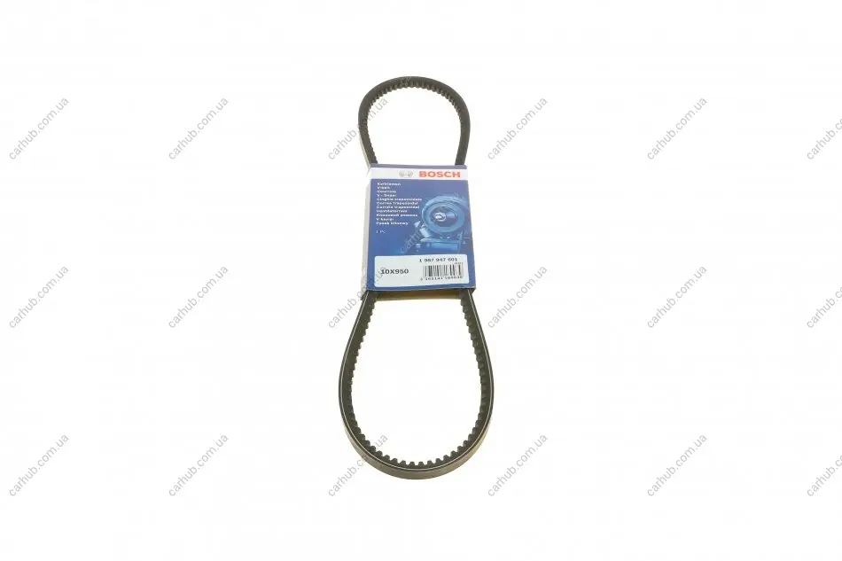 Ремінь генератора клиновий VW Golf II/VW Passat B3/B4/Audi 80/100 1.6/1.8/2.0 79-88 BOSCH 1 987 947 601 (фото 1)