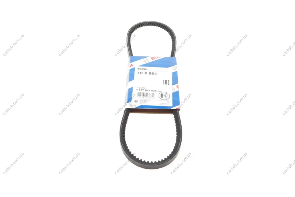Ремінь генератора VW Jetta 1.6/1.8 82-92/Seat Toledo 1.6-2.0 91-99/Ford Transit 2.0 77-86 (10x864) BOSCH 1 987 947 636 (фото 1)