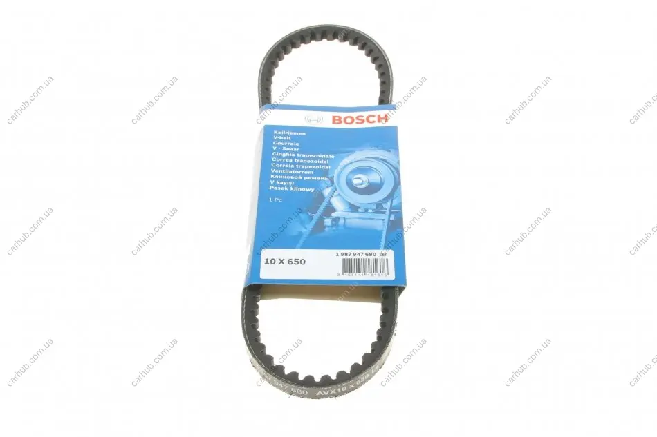 Ремінь генератора VW T4 1.9D/TD 00-03/Peugeot 405/309/205 1.8/1.9D 88-97 (10x650) BOSCH 1 987 947 680 (фото 1)