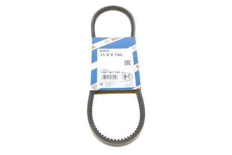 Ремінь генератора Audi 100/200/VW Caddy II/Golf III/IV/Passat/Sharan -04 (11.5x790) BOSCH 1 987 947 782