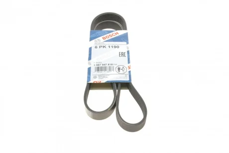 Ремінь генератора Renault Kangoo 1.9D 97-/Mazda 3/6/CX-5 2.2D 12-/Fiat Scudo 2.0 00-06 (6PK1190) BOSCH 1 987 947 818