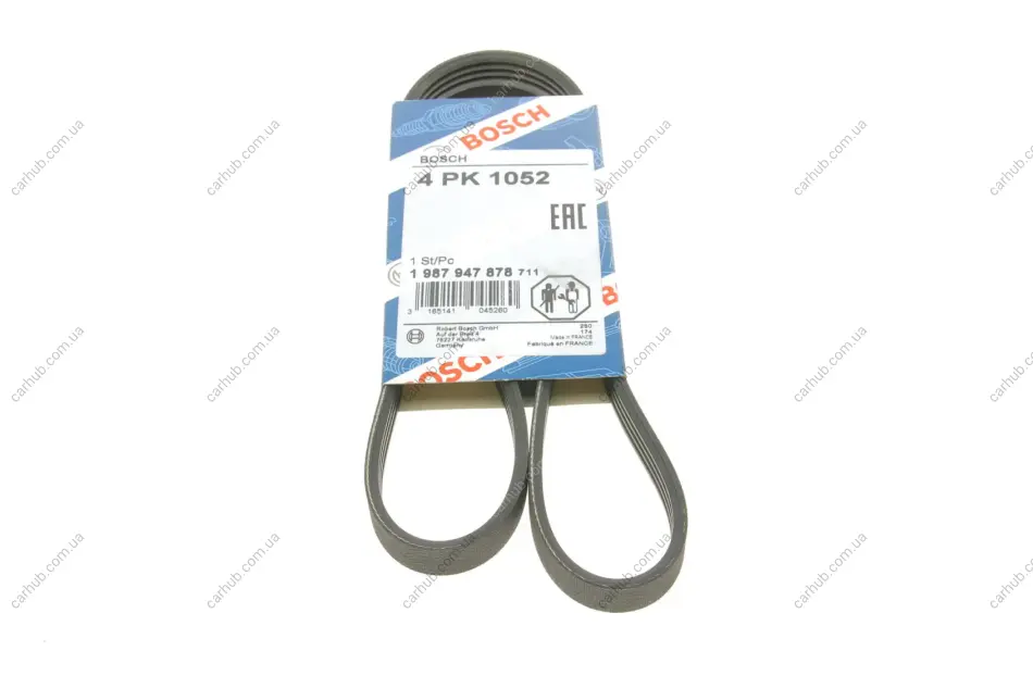 Поліклиновий ремінь (4PK1052) HONDA ACCORD IV, ACCORD V, ACCORD VI, SHUTTLE MITSUBISHI DELICA / SPACE GEAR, L 300 III, L200, L400 RENAULT SAFRANE I TOYOTA 4 RUNNER III 1.8-3.4 01.90-12.07 BOSCH 1 987 947 878 (фото 1)