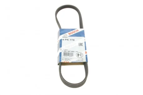 Ремінь генератора Mitsubishi Carisma 1.6 95-06/ Hyundai Atos/Gets 1.1 97-09 (4PK778) BOSCH 1 987 947 892