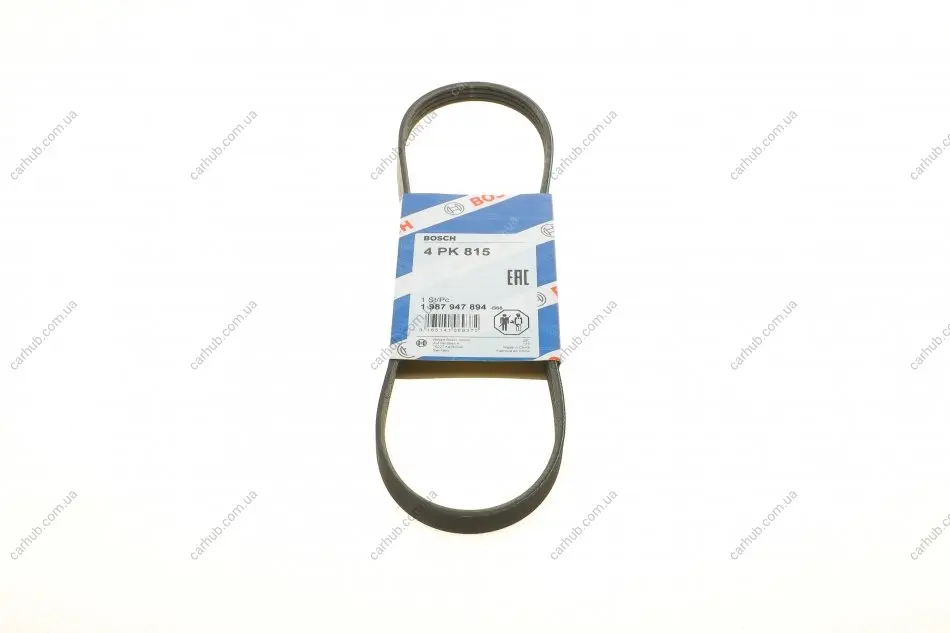 Ремінь генератора поліклиновий Nissan Primera 93-01/Peugeot 205/309 85-98/Hyundai Accent 1.1-1.6 95-10 (4PK815) BOSCH 1 987 947 894 (фото 1)
