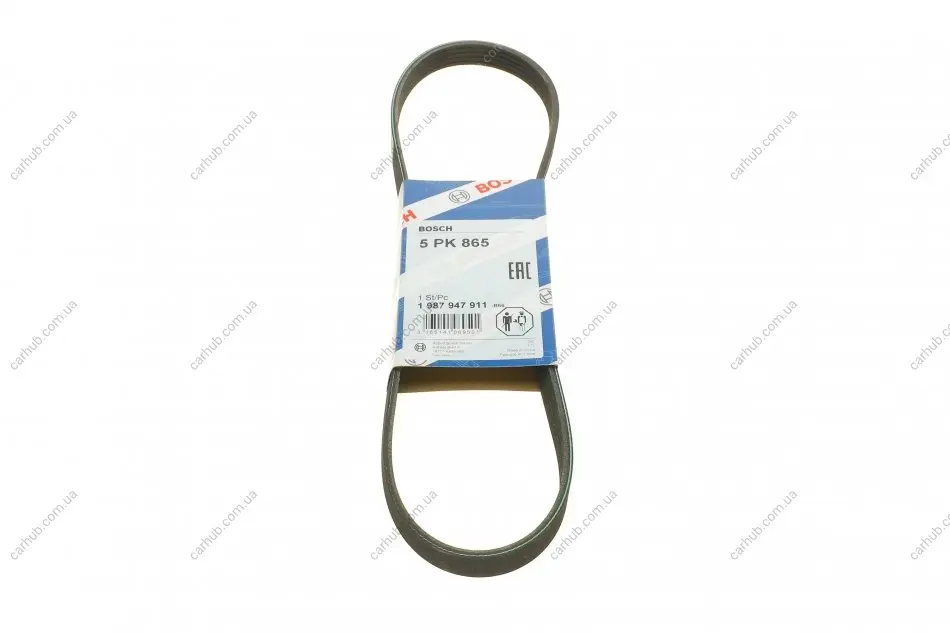 Поліклиновий ремінь (5PK865) ALFA ROMEO 145, 146 BMW 3 (E46), 5 (E39), 7 (E38), X5 (E53), Z3 (E36) CHEVROLET LANOS DAEWOO ARANOS, CIELO, ESPERO, LANOS, NEXIA FORD USA PROBE II 1.3-3.0 05.87- BOSCH 1 987 947 911 (фото 1)