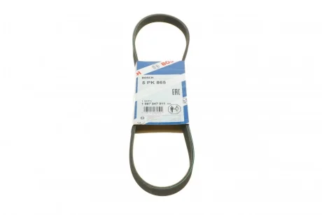 Поліклиновий ремінь (5PK865) ALFA ROMEO 145, 146 BMW 3 (E46), 5 (E39), 7 (E38), X5 (E53), Z3 (E36) CHEVROLET LANOS DAEWOO ARANOS, CIELO, ESPERO, LANOS, NEXIA FORD USA PROBE II 1.3-3.0 05.87- BOSCH 1 987 947 911