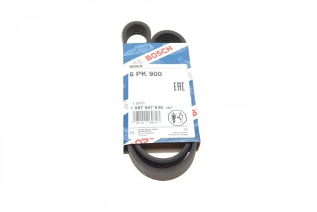 Ремінь генератора VW Caddy/Golf/Skoda Octavia 1.6/2.0 04-15/Fiat Ducato 2.5TDI 94-02/Scudo 1.6 96-06 BOSCH 1 987 947 936