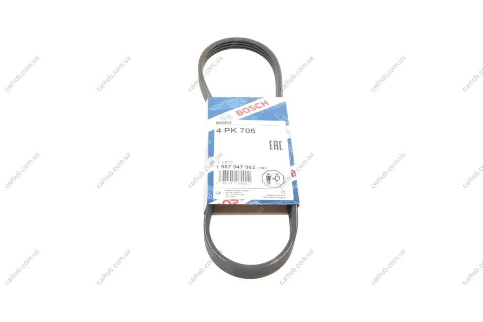 Ремінь генератора Fiat Punto 93-99 (4PK706) BOSCH 1 987 947 962 (фото 1)