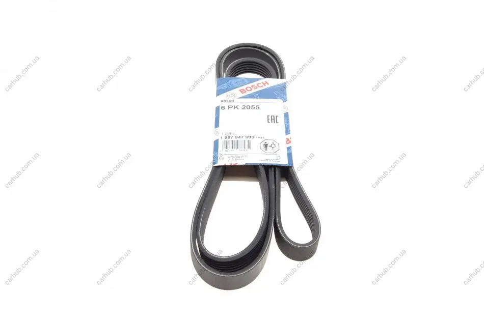 Ремінь генератора Hyundai Santa Fe/Kia Magentis 05-/Lexus GS 5.0 14-/MB (W202/W210) 93-02 (6PK2055) BOSCH 1 987 947 988 (фото 1)