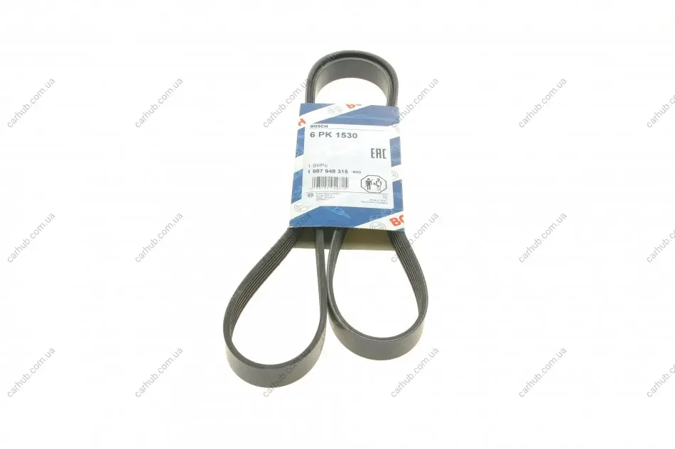 Ремінь генератора Fiat Doblo1.3-1.6 D 10-/Opel Astra F/Corsa B/Vectra B 1.4-1.8/ 94-03 (6PK1530) BOSCH 1 987 948 315 (фото 1)