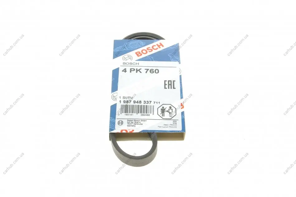 Ремінь генератора Opel Agila 1.0/1.2 08-14/Suzuki Swift 1.2 10- (4PK760) BOSCH 1 987 948 337 (фото 1)