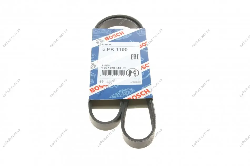 Ремінь генератора Opel Movano/Renault Master 2.5D/2.8DTI 98-01/Megane/Laguna 1.4-1.6 03-08 (5PK1195) BOSCH 1 987 948 413 (фото 1)