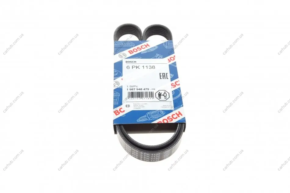 Ремінь генератора VW Caddy/T5 1.9TDI (6PK1138) BOSCH 1 987 948 479 (фото 1)