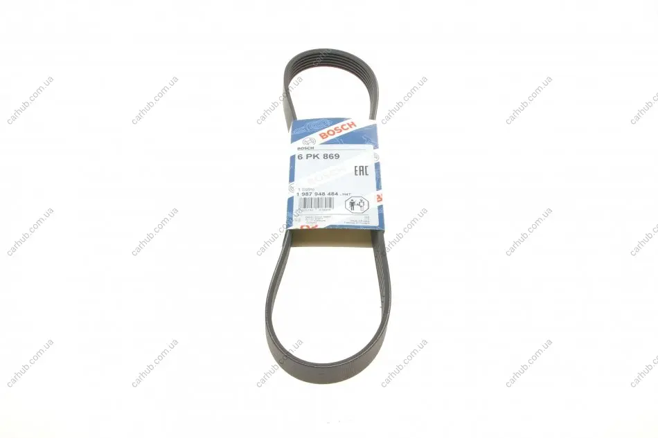 Ремінь генератора Citroen Berlingo/Jumpy/Fiat Scudo 1.9D 98-11/Peugeot Partner 96-15 (6PK869) BOSCH 1 987 948 484 (фото 1)