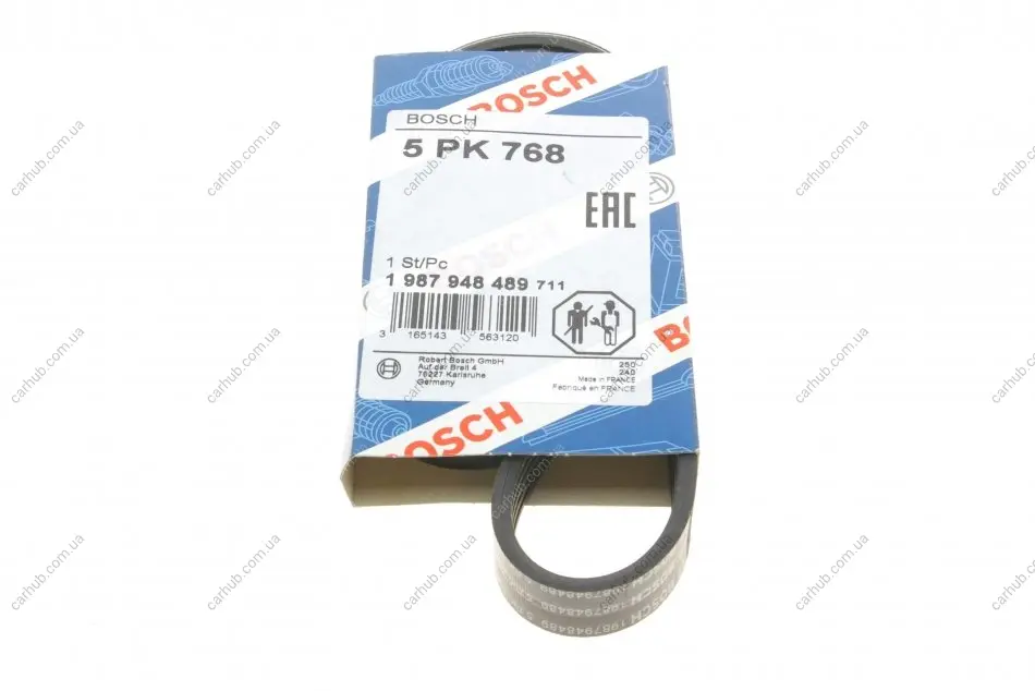 Ремінь генератора Smart Fortwo 0.8CDI 04- (5PK768) BOSCH 1 987 948 489 (фото 1)