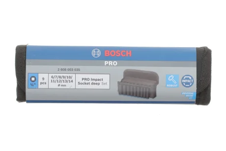 Набір ударних головок PRO 1/4" 6-14 мм 9 шт. BOSCH 2 608 003 035