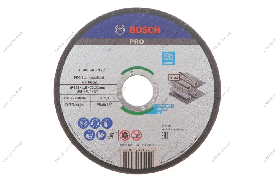 Круг відрізний 125x1,6x22,23 мм PRO Metal BOSCH 2 608 603 172 (фото 1)