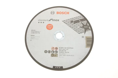 Круг відрізний 230x1,9x22,23 мм Standart for Inox BOSCH 2 608 619 773