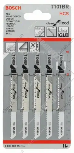 Полотно змінне для елетролобзиків T101BR Clean for Wood (к-кт 5 шт.) BOSCH 2 608 630 014 (фото 1)
